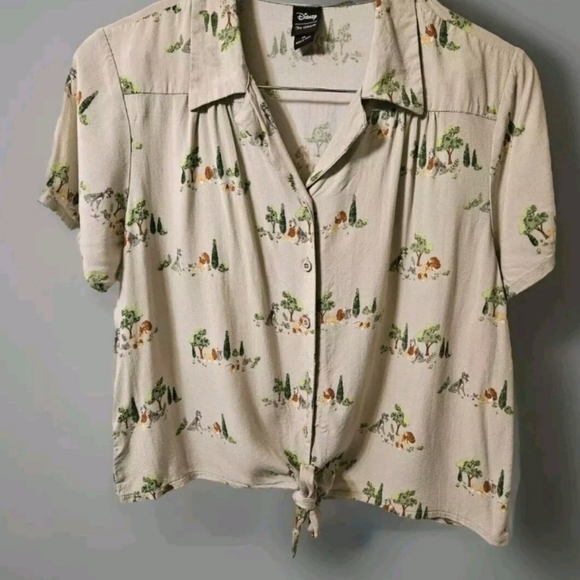 Disney Lady & The Tramp Classic Timeless Movie Whimsical Button Blouse XL - Picture 8 of 11